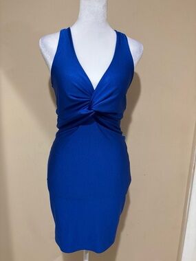 Windsor Royal Blue Twist-Front Mini Dress